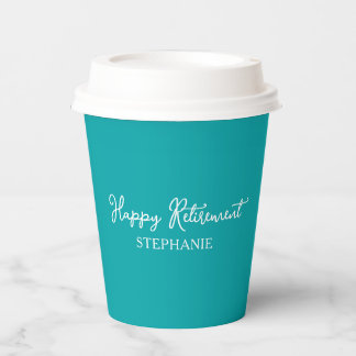 Elegante Teal Gelukkig Pensioen  Papieren Bekers