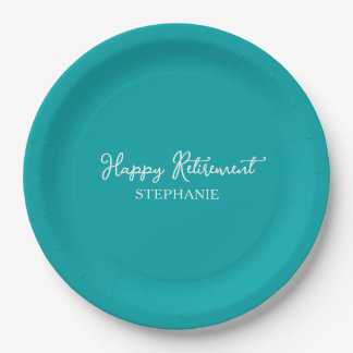 Elegante Teal Gelukkig Pensioen Papieren Bordje