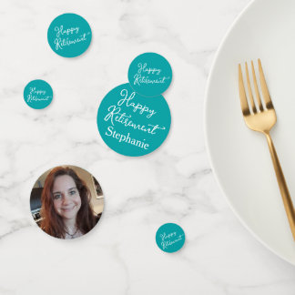 Elegante Teal Gelukkig Pensioenfeest Confetti