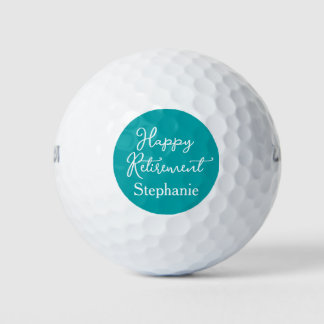 Elegante Teal Gelukkig Pensioenfeest Golfballen