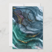 Elegante Teal & Goud Agate Bruiloft Kaart (Achterkant)