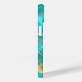 Elegante Teal Goud Aqua Blauwe Marmer Case-Mate iPhone Case (Achterkant / Rechts)