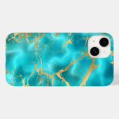 Elegante Teal Goud Aqua Blauwe Marmer Case-Mate iPhone Case (Achterkant (horizontaal))