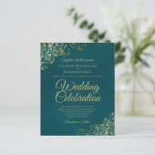 Elegante Teal & Goud BUDGET Trouwuitnodiging (Staand voorkant)