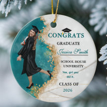 Elegante Teal & Goud Gepersonaliseerde Afstudeerfo