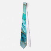 Elegante Teal Goud Marmer Stropdas (Voorkant)