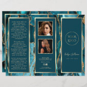 Elegante Teal Gouden Agate Folder (Voorkant / Achterkant)