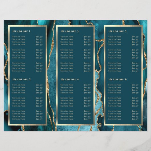 Elegante Teal Gouden Agate Folder (Achterkant)