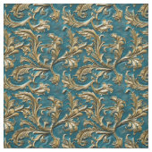 Elegante teal gouden bewerkt leer stof (Swatch)