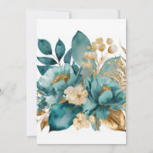 Elegante Teal & Gouden Bloemen Plat Save The Date  (Achterkant)