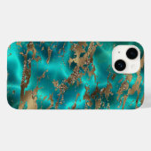 Elegante Teal Gouden Edelsteen Marmer Case-Mate iPhone Case (Achterkant (horizontaal))