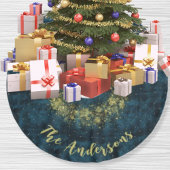 Elegante Teal Gouden Sneeuwvlokken Fluwelen Kerstm Kerstboom Rok