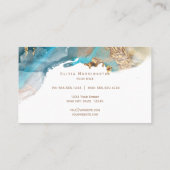 Elegante Teal Gouden Vloeibare Alcoholinkt Visitekaartje (Achterkant)