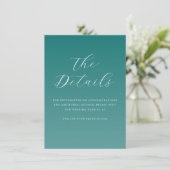 Elegante Teal Gradiënt Calligrafie Informatiekaartje (Staand voorkant)