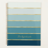 Elegante Teal Gradiënt | Gouden Strepen Afspraak Planner (Voorkant)