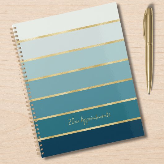 Elegante Teal Gradiënt | Gouden Strepen Afspraak Planner