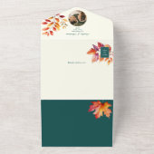 Elegante Teal Herfst Bruiloft All In One Uitnodiging (Buitenkant)