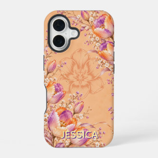 Elegante Teal Iris Bloemen Custom iPhone 16 Hoesje
