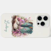Elegante Teal Laarzen met Gebloemde Monogram Case-Mate iPhone Case (Achterkant (horizontaal))