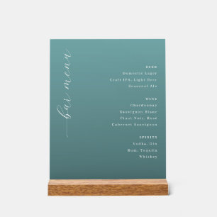 Elegante Teal Minimalistische Barmenu Acryl Bord