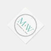 Elegante Teal Monogram Huwelijk Servet (Hoek)