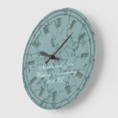 Elegante Teal Nepmarmer Huwelijksjubileum Klok (Hoek)