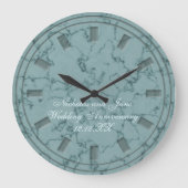 Elegante Teal Nepmarmer Huwelijksjubileum Klok (Voorkant)