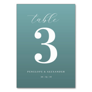 Elegante Teal Nummer Drie Kaart