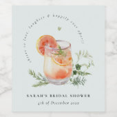 Elegante Teal Oranje Groen Cocktail Bruidsmeisje  Wijn Etiket (Enkel label)