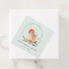 Elegante Teal Oranje Groen Cocktail Bruidsmeisjesf Bedankjes Labels