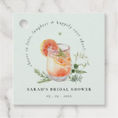 Elegante Teal Oranje Groen Cocktail Bruidsmeisjesf Bedankjes Labels (Voorkant)