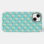 Elegante Teal & Parels iPhone Hoesje (Achterkant (horizontaal))
