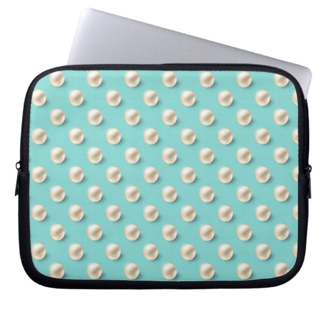 Elegante Teal & Parels Laptop Hoes (Voorkant)