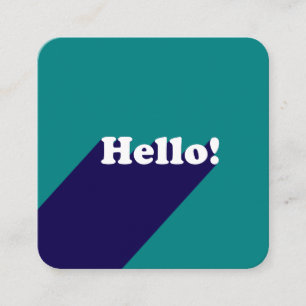 Elegante Teal pastelblauwe trendy hallo-typografie Vierkante Visitekaartje