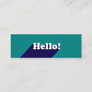 Elegante Teal pastelblauwe trendy hello-typografie Mini Visitekaartje