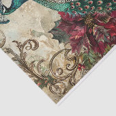 Elegante Teal Pauw Kerst Decoupage Tissuepapier (Detail)
