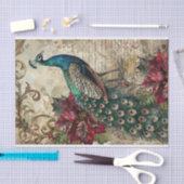 Elegante Teal Pauw Kerst Decoupage Tissuepapier (Craft)