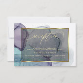 Elegante Teal Pruim Paarse Rook Ontvangst  Kaart (Voorkant)