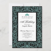 Elegante Teal Rand 18e Verjaardag Debut Kaart (Voorkant)