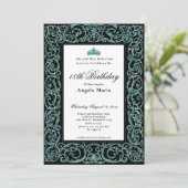 Elegante Teal Rand 18e Verjaardag Debut Kaart (Staand voorkant)