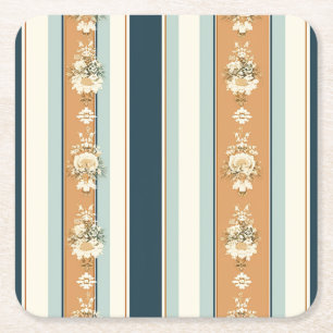 Elegante Teal Regency Strepen Kartonnen Onderzetters