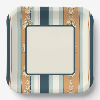 Elegante Teal Regency Strepen Papieren Bordje