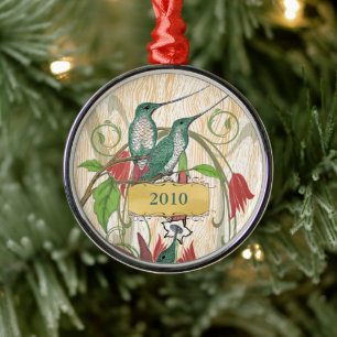 Elegante Teal Rode Vintage Kolibrie Ornament