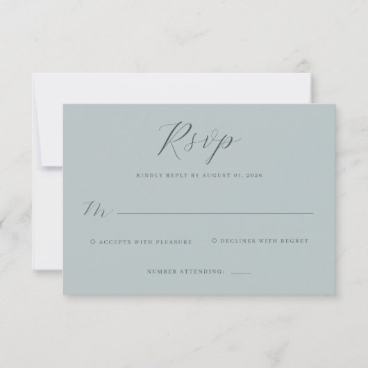 Elegante Teal RSVP-kaart RSVP Kaartje (Voorkant)