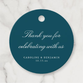 Elegante Teal Script Trouwdag Aangepaste Dankjewel Bedankjes Labels