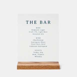 Elegante Teal Serif Bar Menu Acryl Bord