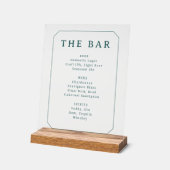 Elegante Teal Serif Bar Menu Acryl Bord (Hoek)