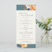 Elegante Teal Terracotta Navy Boho Bloem Programmakaart (Staand voorkant)