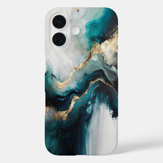 Elegante Teal Turquoise & Goud Marmer Steen Case-Mate iPhone Case (Achterkant)