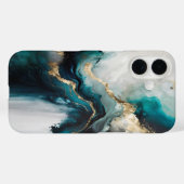 Elegante Teal Turquoise & Goud Marmer Steen Case-Mate iPhone Case (Achterkant (horizontaal))